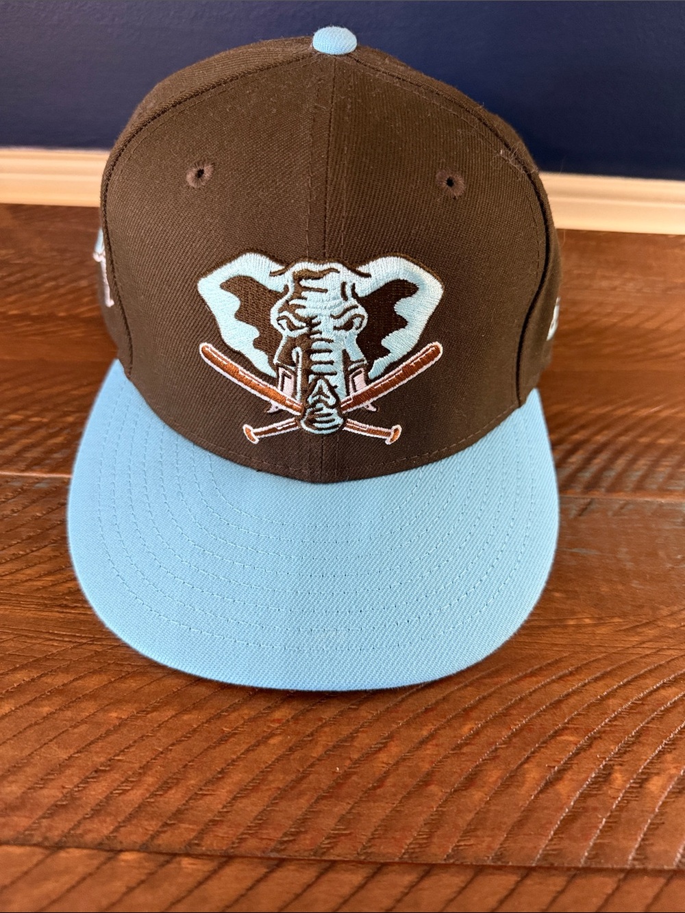 New Era Brown and Light Blue Oakland A’s Elephant Logo Snapback Hat